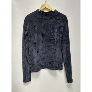 NWT Lmn3 Organic Cotton Top Blue Solid Knit Long Sleeve Women Size 16